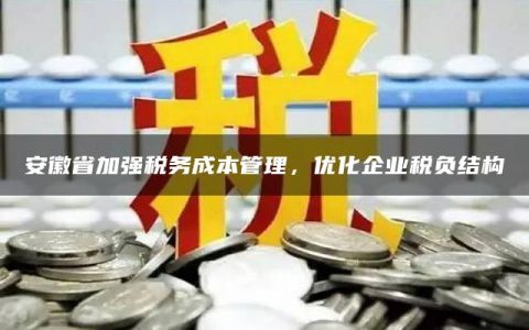 安徽省加强税务成本管理，优化企业税负结构