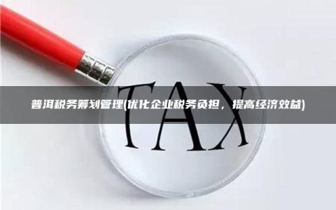 普洱税务筹划管理(优化企业税务负担，提高经济效益)