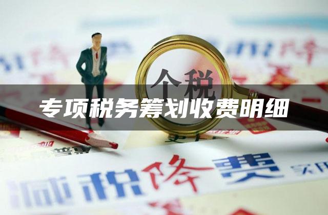 专项税务筹划收费明细