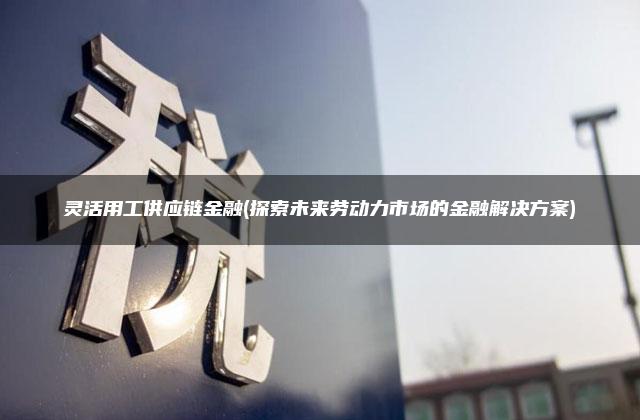 灵活用工供应链金融(探索未来劳动力市场的金融解决方案)