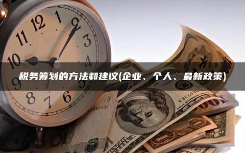 税务筹划的方法和建议(企业、个人、最新政策)