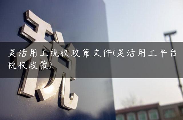 灵活用工税收政策文件(灵活用工平台税收政策)
