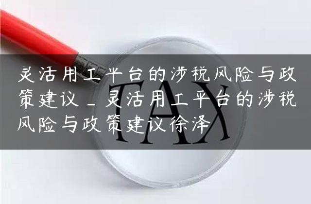 灵活用工平台的涉税风险与政策建议_灵活用工平台的涉税风险与政策建议徐泽垚